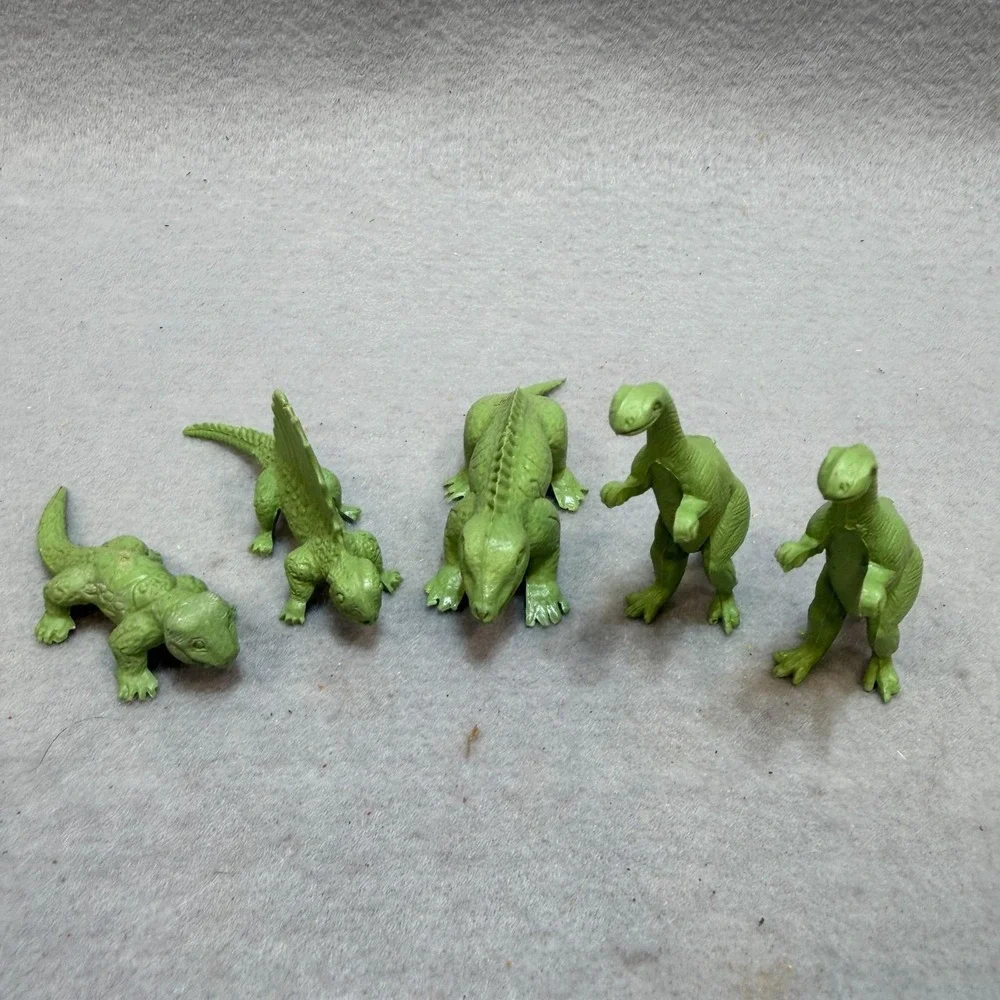 Vintage 1961 Flintstones Marx 5 Green Dinosaurs Replacement Lot for Playset